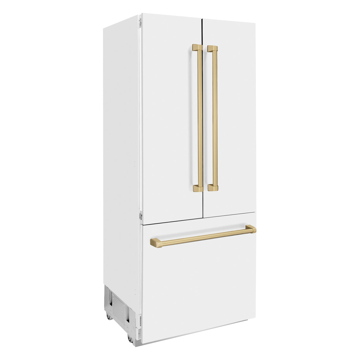 ZLINE 36 in. Built-In French Door Refrigerator 19.6 cu. ft. Internal Water & Ice Dispenser White Matte with Bronze Accents (RBIVZ-WM-36-CB)