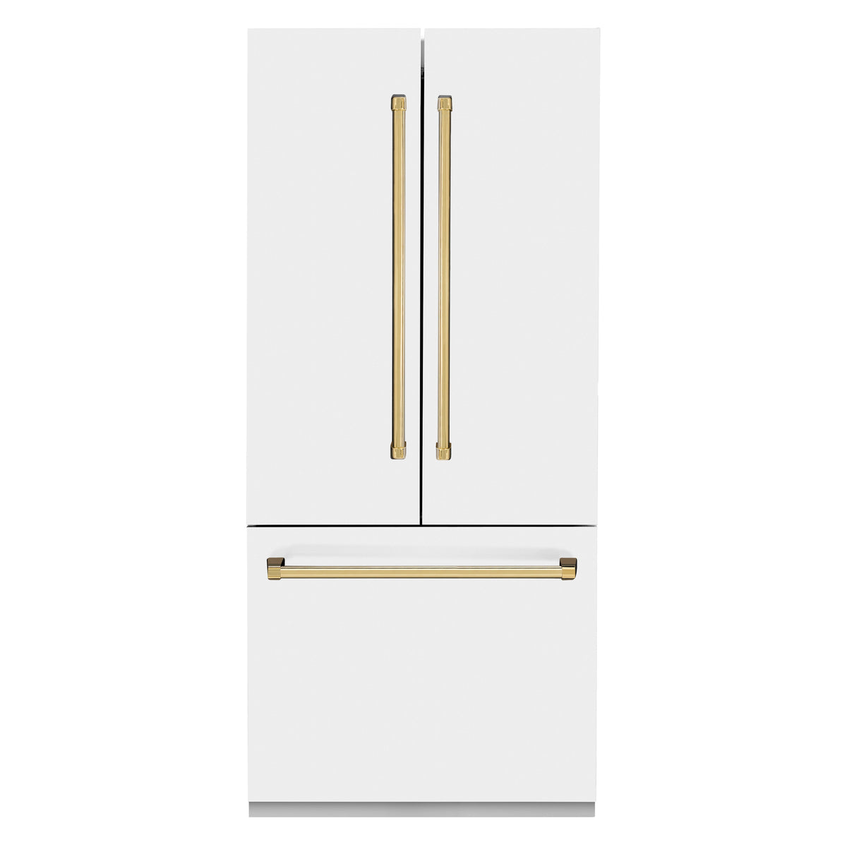 ZLINE 36 in Built-In French Door Refrigerator 19.6 cu. ft Capacity Internal Water & Ice Dispenser White Matte with Gold Accents (RBIVZ-WM-36-G)
