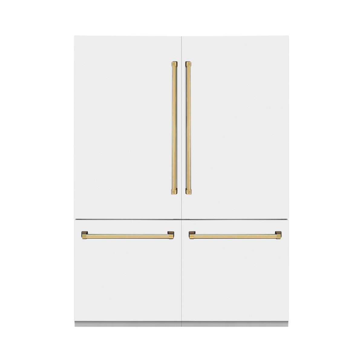 ZLINE 60 in Built-In Refrigerator 32.2 cu ft Internal Water & Ice Dispenser White Matte Gold Accents (RBIVZ-WM-60-G)