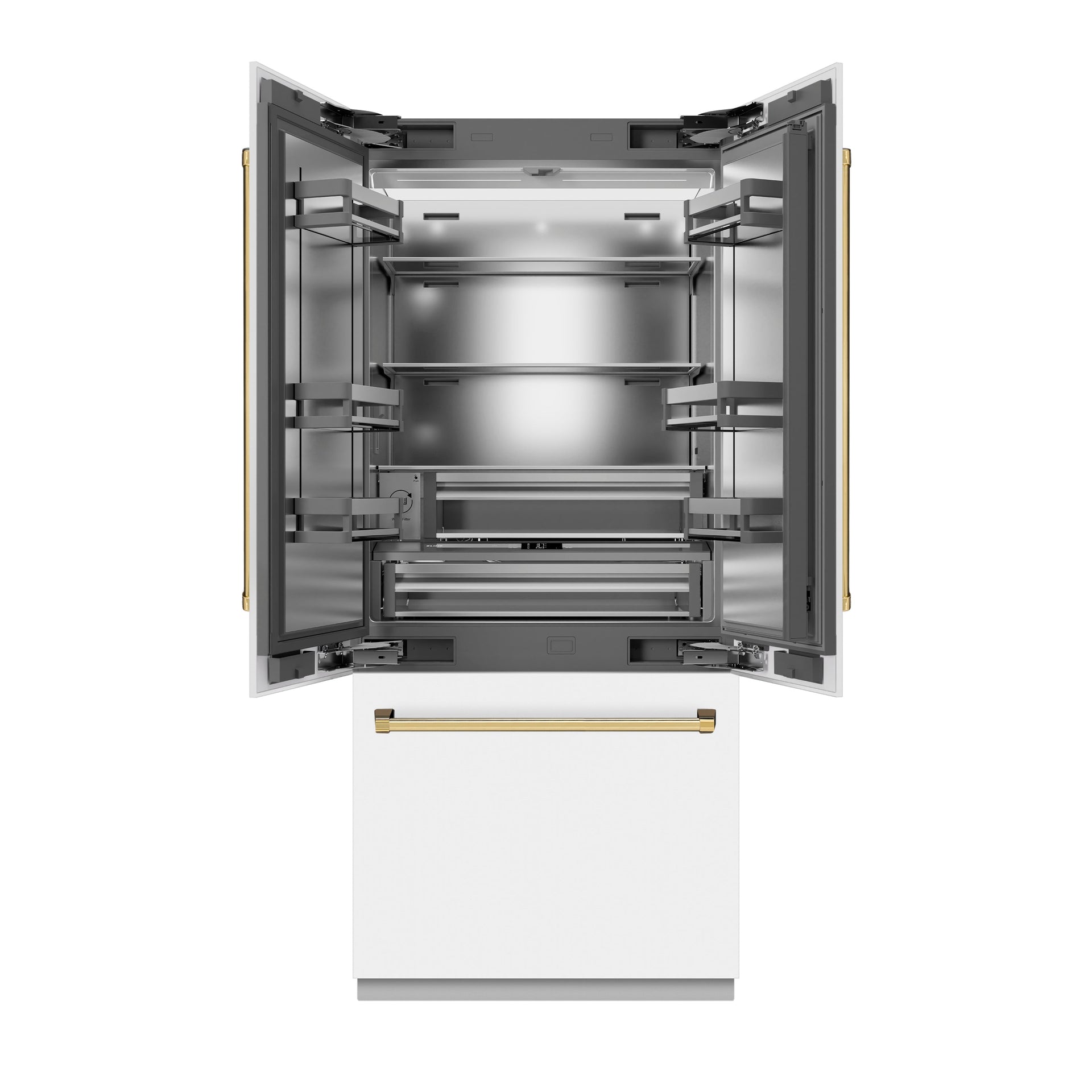 zline-36-in-french-door-built-in-bottom-freezer-refrigerator-19-6-cu-ft-white-matte-water-dispenser-ice-maker-stainless-steel-interior-srbivz-wm-36-g