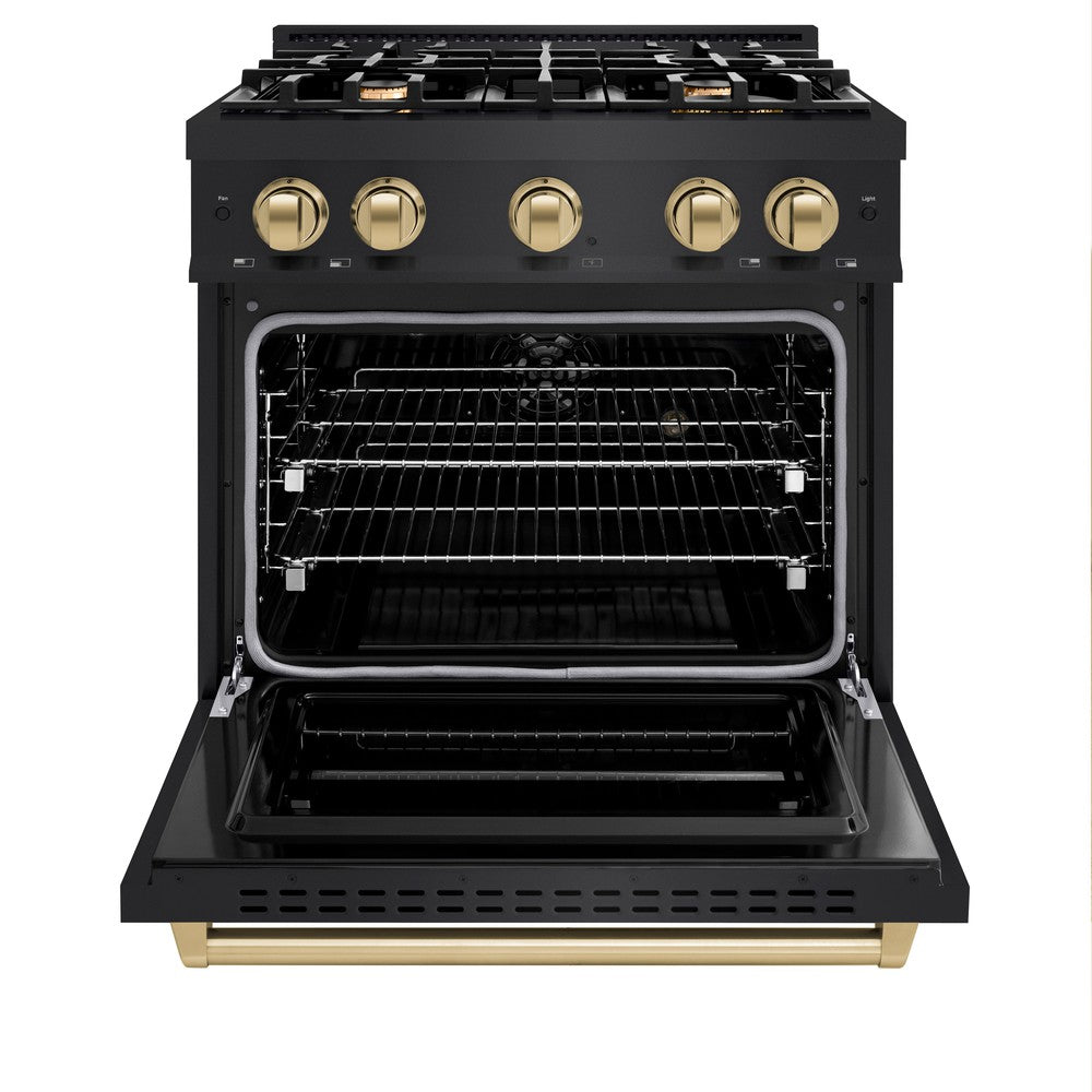 zline-30-in-dual-fuel-range-4-2-cu-ft-4-burners-black-stainless-steel-with-champagne-bronze-accents-model-cdrbz-30-cb