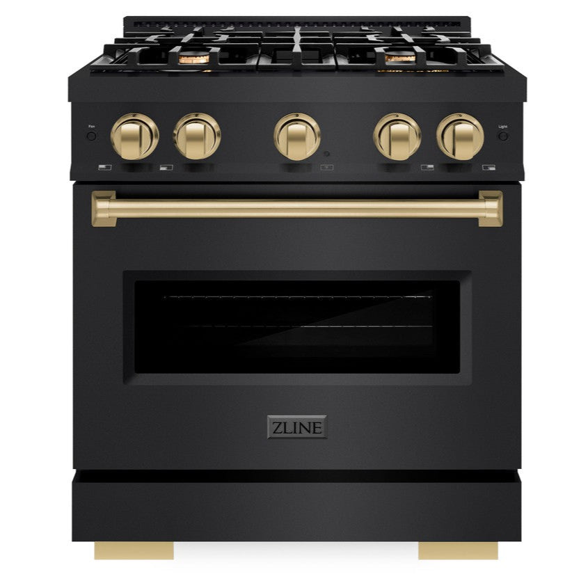 zline-30-in-dual-fuel-range-4-2-cu-ft-4-burners-black-stainless-steel-with-champagne-bronze-accents-model-cdrbz-30-cb