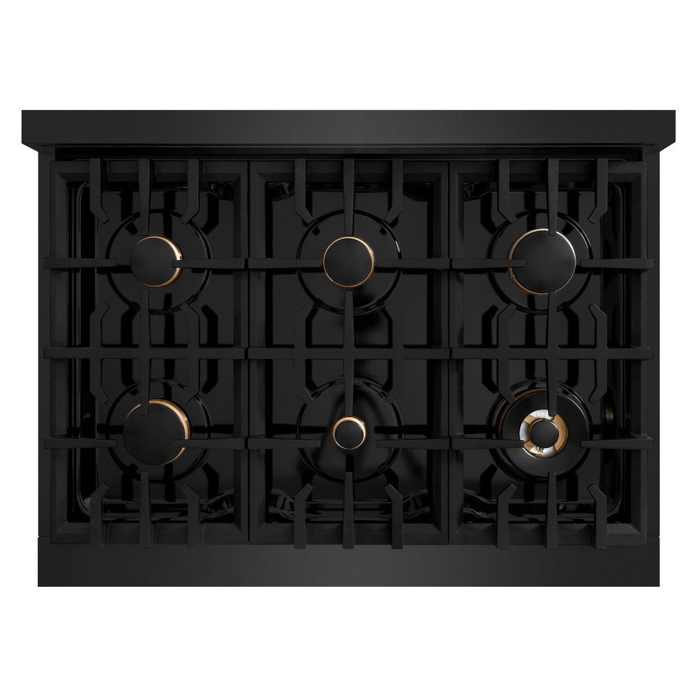 zline-36-in-dual-fuel-range-5-2-cu-ft-6-burner-gas-cooktop-electric-convection-oven-black-stainless-steel-with-polished-gold-accents-cdrbz-36-g