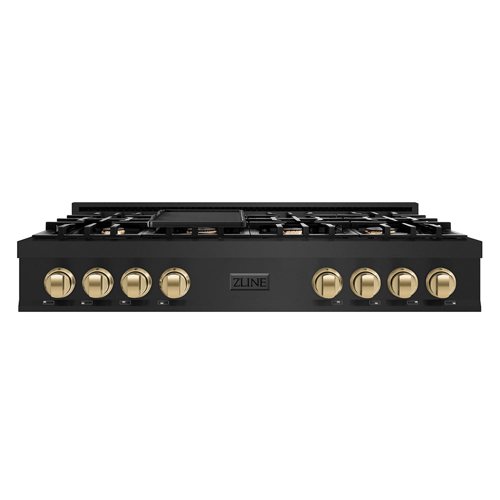 zline-autograph-edition-48-in-porcelain-rangetop-with-7-gas-burners-in-black-stainless-steel-and-champagne-bronze-accents-rtbz-48-cb
