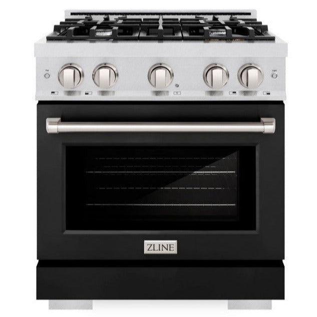 zline-select-30-in-dual-fuel-range-with-4-gas-burners-and-electric-convection-oven-4-2-cu-ft-satin-stainless-steel-with-black-matte-door-hdrs-blm-30