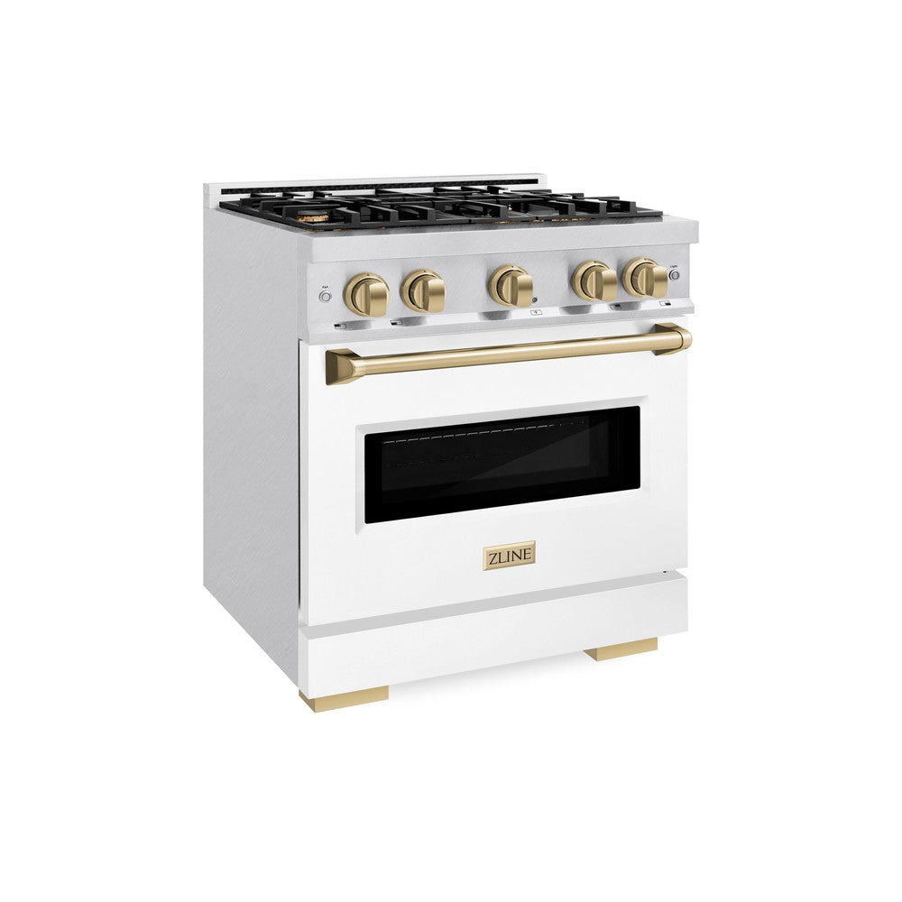 zline-autograph-edition-30-in-classic-dual-fuel-range-4-2-cu-ft-4-burner-gas-cooktop-with-electric-convection-oven-satin-stainless-steel-with-white-matte-door-and-champagne-bronze-accents-cdrsz-wm-30-cb