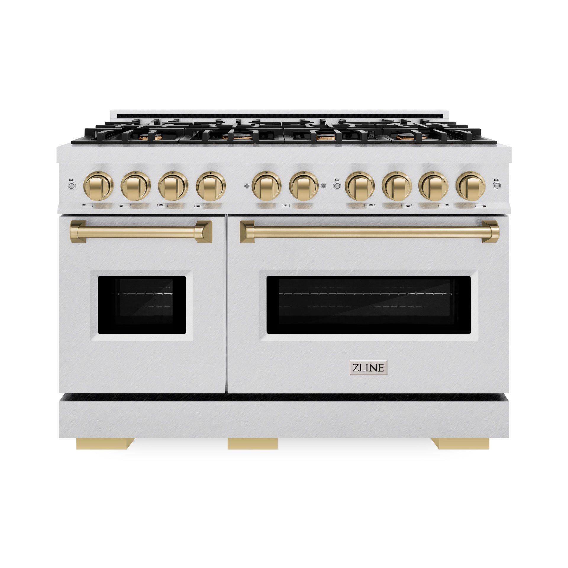zline-48-in-dual-fuel-range-double-oven-6-7-cu-ft-capacity-8-brass-burners-satin-stainless-steel-champagne-bronze-accents-cdrsz-48-cb