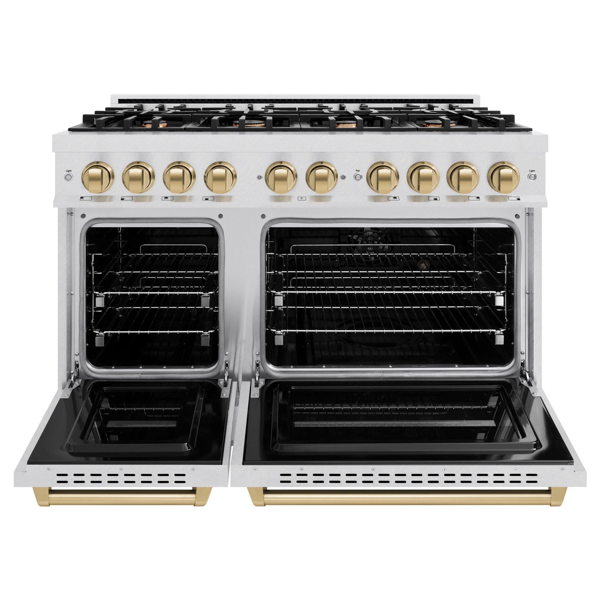 zline-48-in-dual-fuel-range-double-oven-6-7-cu-ft-capacity-8-brass-burners-satin-stainless-steel-champagne-bronze-accents-cdrsz-48-cb