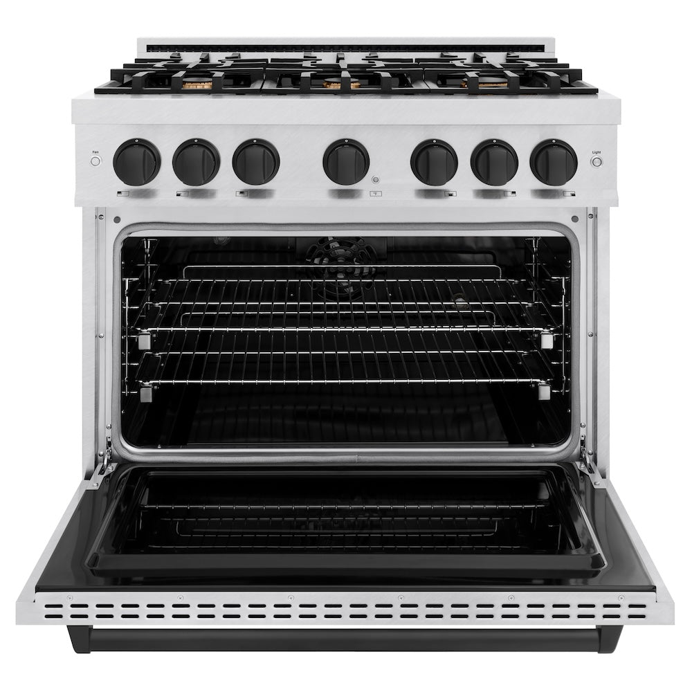 zline-36-in-dual-fuel-range-5-2-cu-ft-6-gas-burners-electric-convection-oven-satin-stainless-steel-matte-black-accents-cdrsz-36-mb