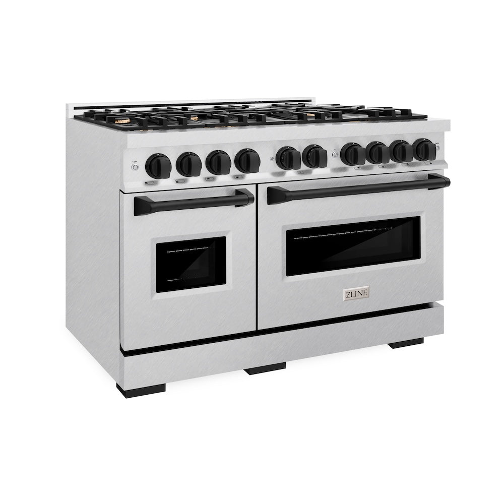 zline-48-in-dual-fuel-range-double-oven-6-7-cu-ft-8-gas-burners-satin-stainless-steel-matte-black-accents-cdrsz-48-mb