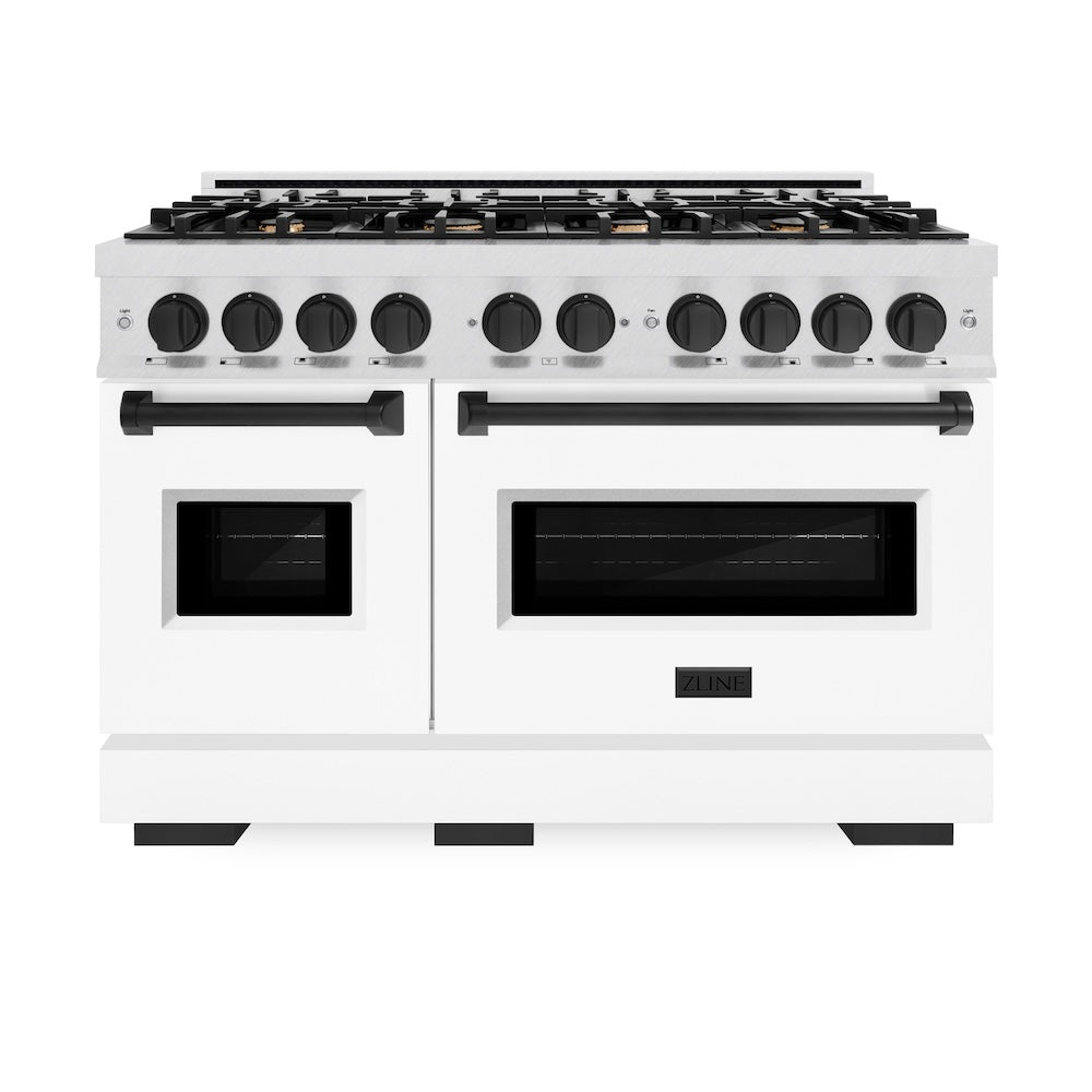 zline-48-in-dual-fuel-range-double-oven-6-7-cu-ft-with-8-gas-burners-satin-stainless-steel-white-matte-doors-matte-black-accents-cdrsz-wm-48-mb