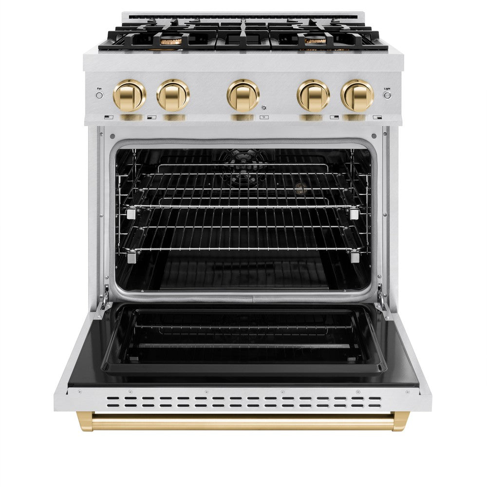 zline-autograph-edition-30-in-classic-dual-fuel-range-with-4-burner-gas-cooktop-and-electric-convection-oven-4-2-cu-ft-satin-stainless-steel-with-polished-gold-accents-cdrsz-30-g