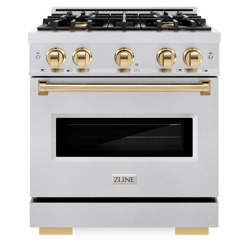 zline-autograph-edition-30-in-classic-dual-fuel-range-with-4-burner-gas-cooktop-and-electric-convection-oven-4-2-cu-ft-satin-stainless-steel-with-polished-gold-accents-cdrsz-30-g