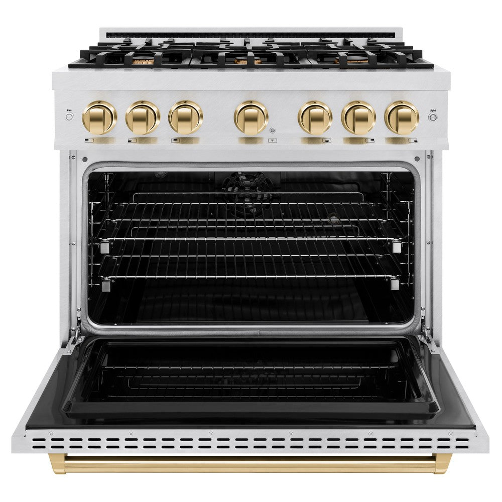 zline-36-in-dual-fuel-range-5-2-cu-ft-with-6-burner-gas-cooktop-electric-convection-oven-satin-stainless-steel-polished-gold-accents-cdrsz-36-g