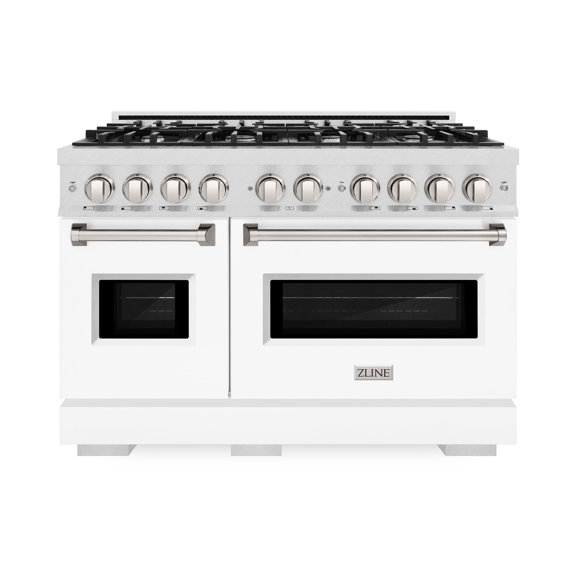 zline-48-in-dual-fuel-range-double-oven-8-burner-gas-cooktop-6-7-cu-ft-satin-stainless-steel-with-white-matte-doors-cdrs-wm-48