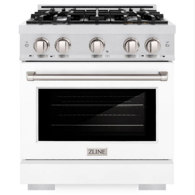 zline-30-in-select-dual-fuel-range-4-2-cu-ft-4-burner-gas-cooktop-with-electric-convection-oven-satin-stainless-steel-with-white-matte-door-model-hdrs-wm-30
