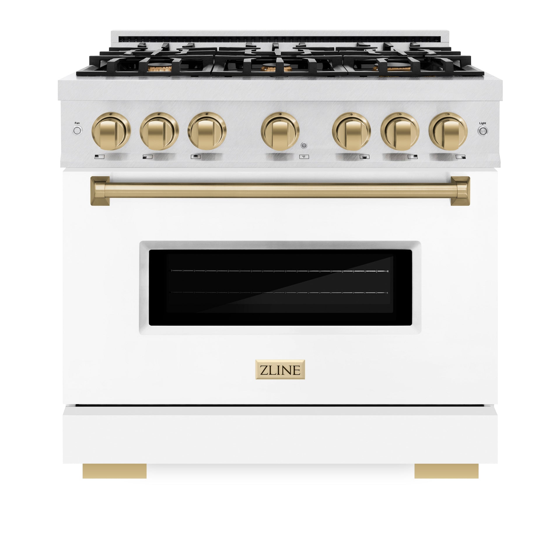 zline-36-in-classic-gas-range-5-2-cu-ft-6-burner-cooktop-convection-gas-oven-satin-stainless-steel-white-matte-door-champagne-bronze-accents-cgrsz-wm-36-cb