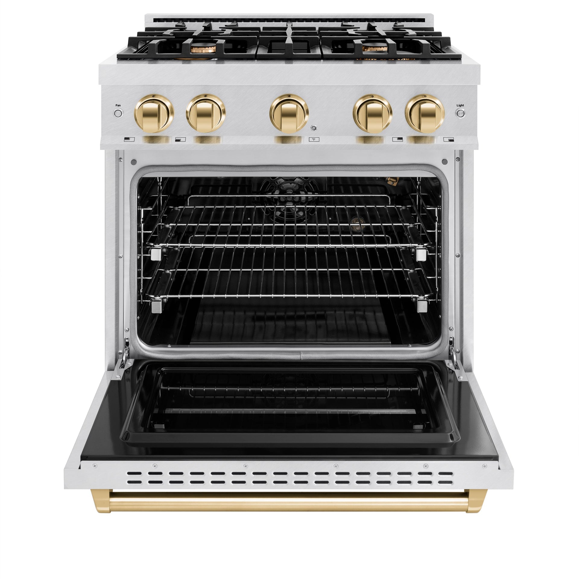 zline-30-in-gas-range-4-2-cu-ft-4-burners-convection-oven-satin-stainless-steel-with-polished-gold-accents-cgrsz-30-g