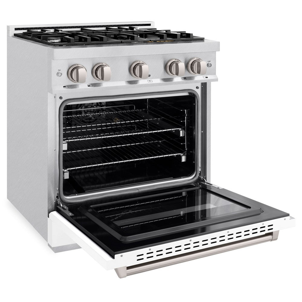 zline-30-in-classic-dual-fuel-range-4-2-cu-ft-4-gas-burners-electric-convection-oven-satin-stainless-steel-with-white-matte-door-cdrs-wm-30