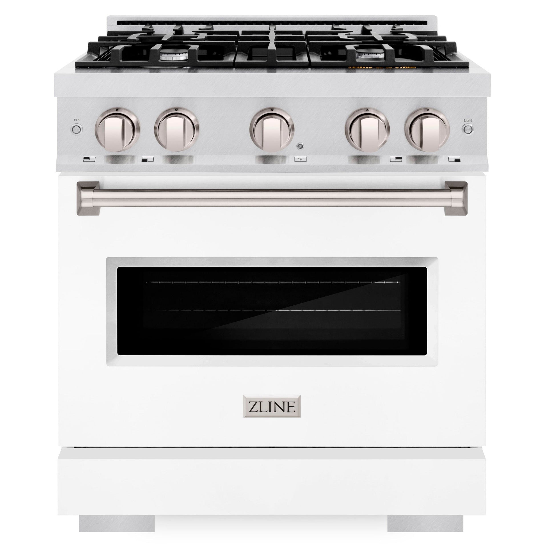 zline-30-in-classic-gas-range-4-2-cu-ft-convection-gas-oven-4-burners-satin-stainless-steel-with-white-matte-door-cgrs-wm-30