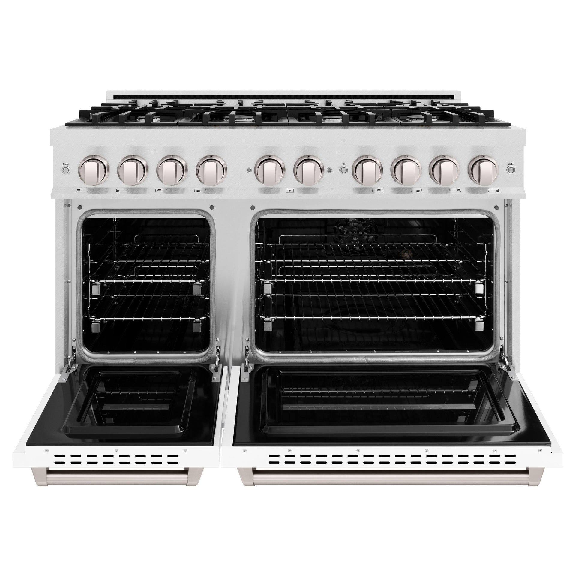 zline-48-in-gas-range-double-oven-6-7-cu-ft-8-burners-satin-stainless-steel-with-white-matte-doors-cgrs-wm-48