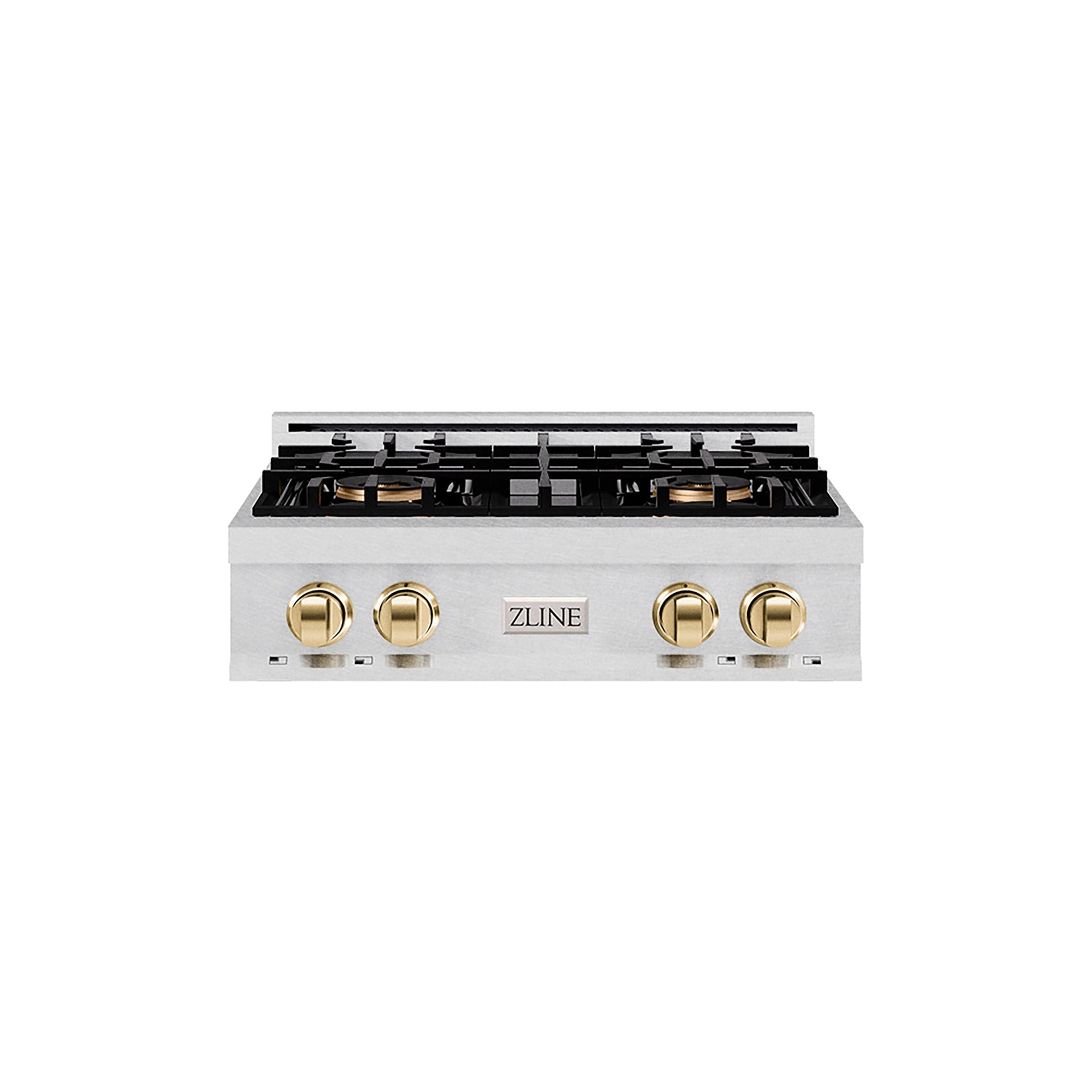 zline-autograph-edition-30-classic-gas-rangetop-with-4-burner-duopro™-cooktop-in-satin-stainless-steel-and-polished-gold-accents-pcrtsz-30-g