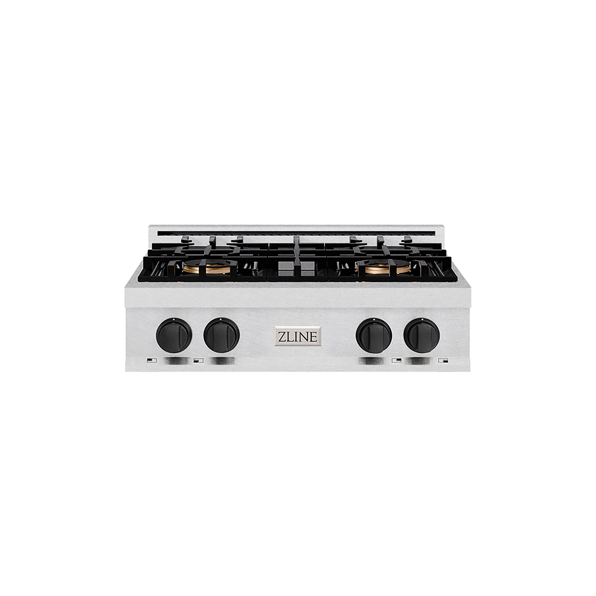 zline-autograph-edition-30-classic-gas-rangetop-with-4-burner-duopro™-cooktop-in-satin-stainless-steel-and-matte-black-accents-pcrtsz-30-mb