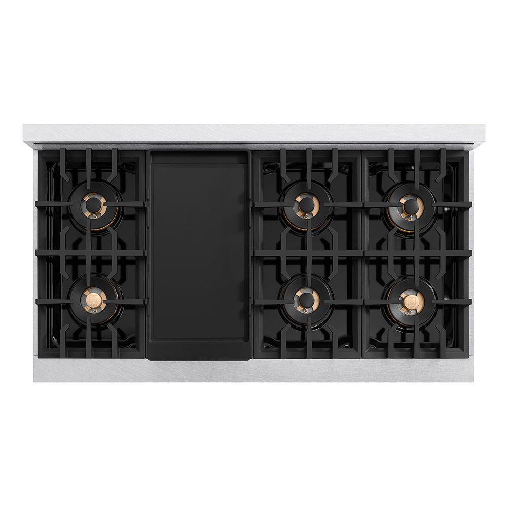 zline-autograph-48-classic-gas-rangetop-with-8-burner-duopro™-cooktop-in-satin-stainless-steel-and-champagne-bronze-accents-pcrtsz-48-cb