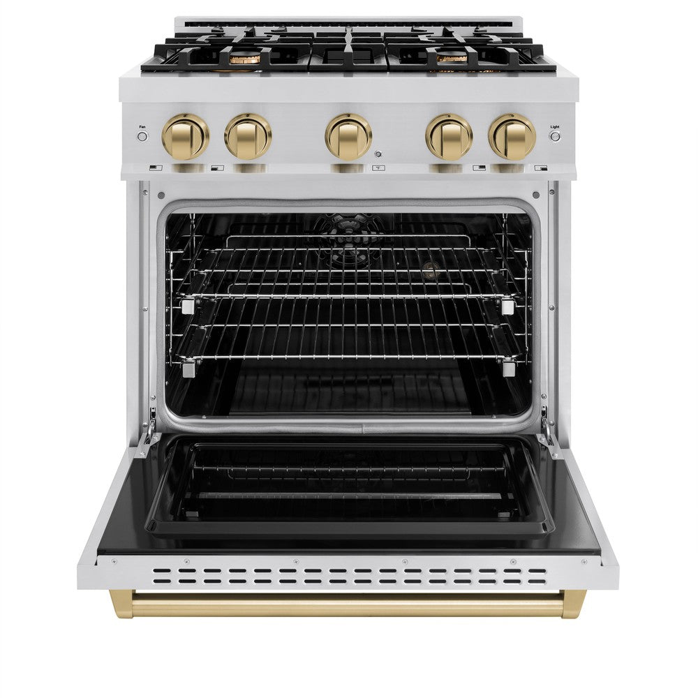 zline-30-in-dual-fuel-range-4-2-cu-ft-4-burner-stainless-steel-with-champagne-bronze-accents-cdrz-30-cb