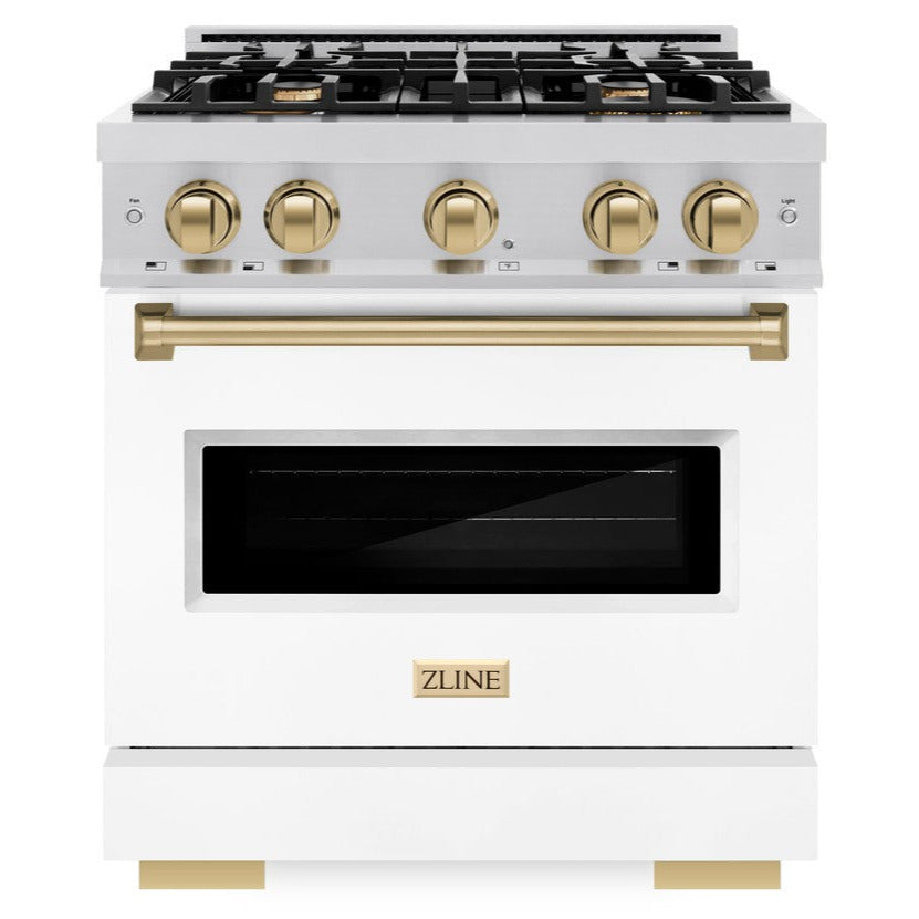 zline-autograph-edition-30-in-4-2-cu-ft-classic-dual-fuel-range-4-burner-gas-cooktop-electric-convection-oven-stainless-steel-with-white-matte-door-champagne-bronze-accents-cdrz-wm-30-cb