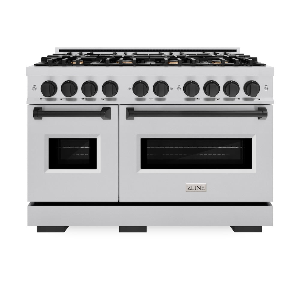 zline-autograph-edition-48-in-classic-double-oven-dual-fuel-range-with-8-gas-burners-6-7-cu-ft-capacity-stainless-steel-with-matte-black-accents-cdrz-48-mb