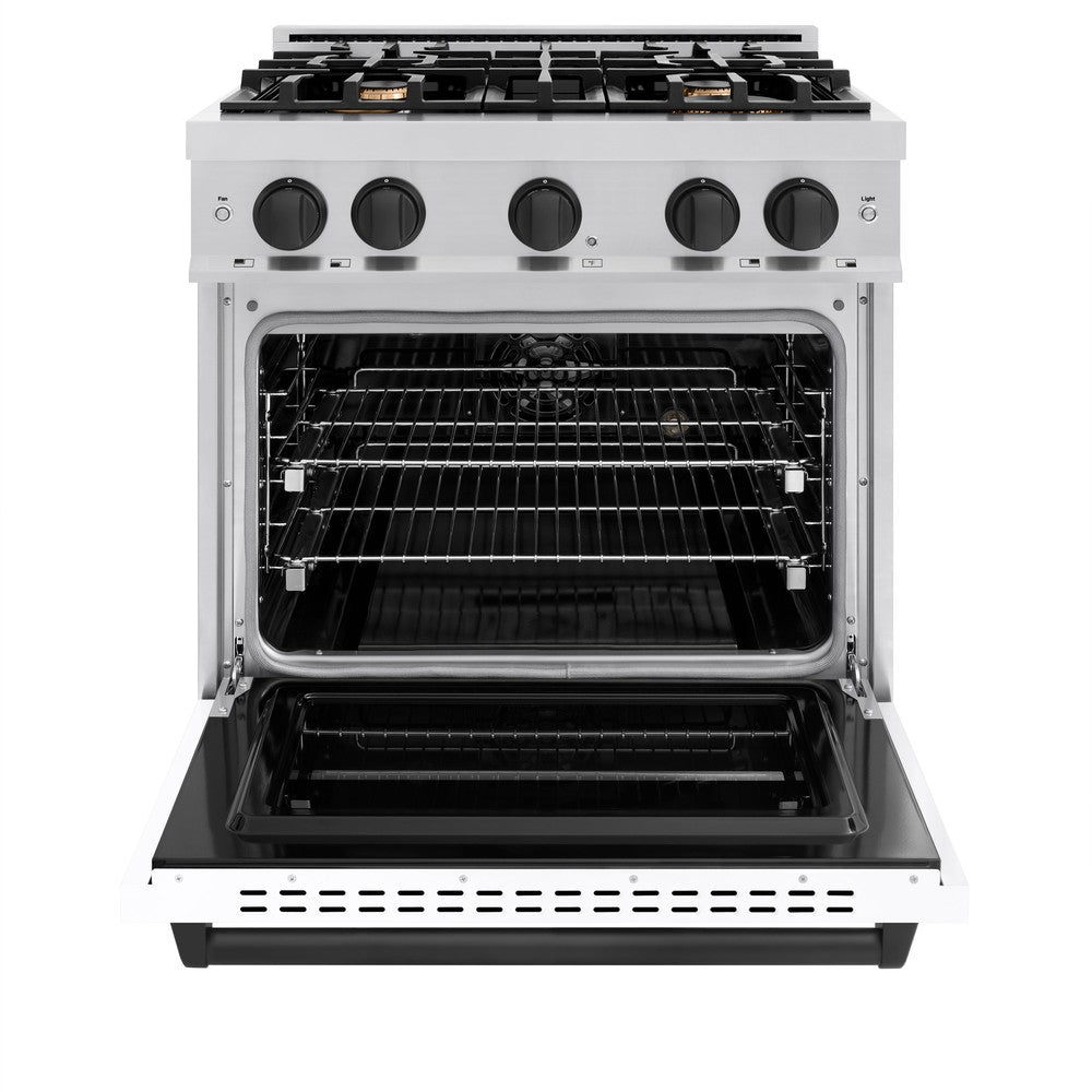 zline-autograph-edition-30-in-classic-dual-fuel-range-4-burners-4-2-cu-ft-oven-stainless-steel-with-white-matte-door-and-matte-black-accents-cdrz-wm-30-mb