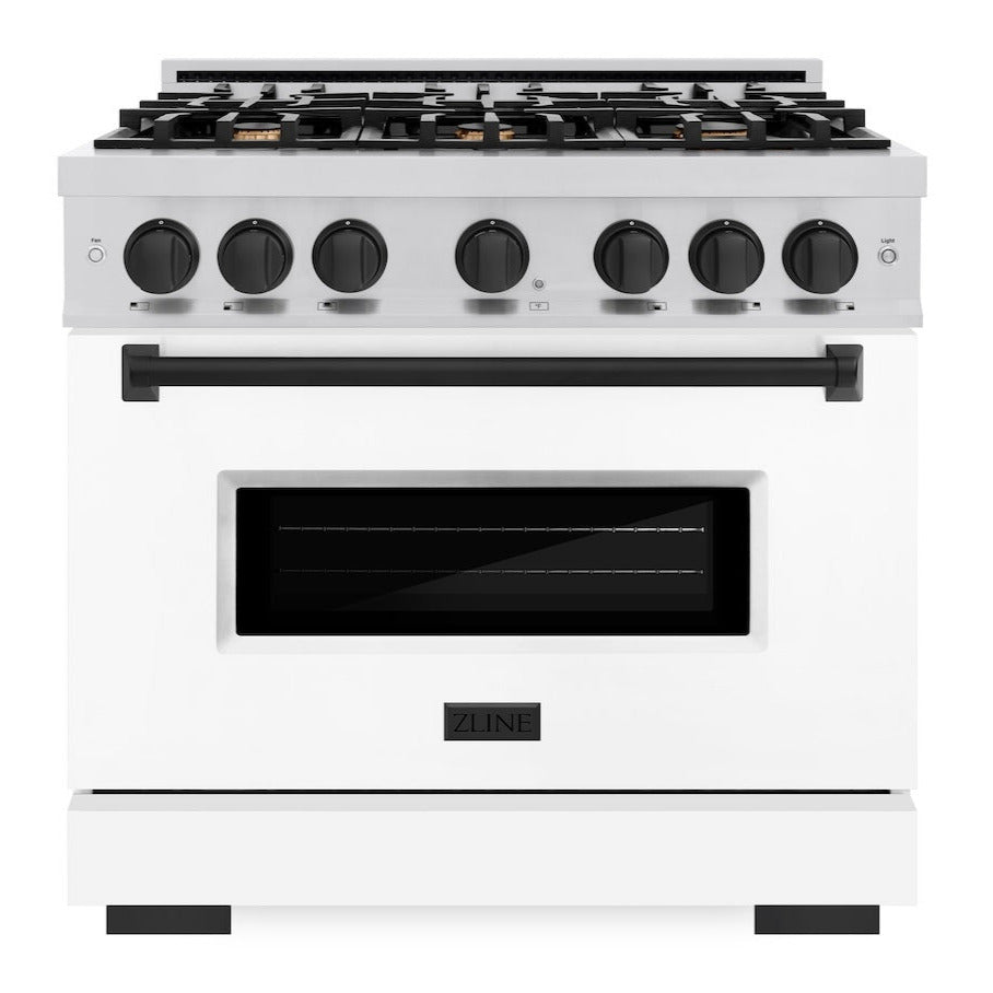 zline-autograph-edition-36-in-5-2-cu-ft-classic-dual-fuel-range-with-6-burner-gas-cooktop-and-electric-convection-oven-in-stainless-steel-with-white-matte-door-and-matte-black-accents-cdrz-wm-36-mb