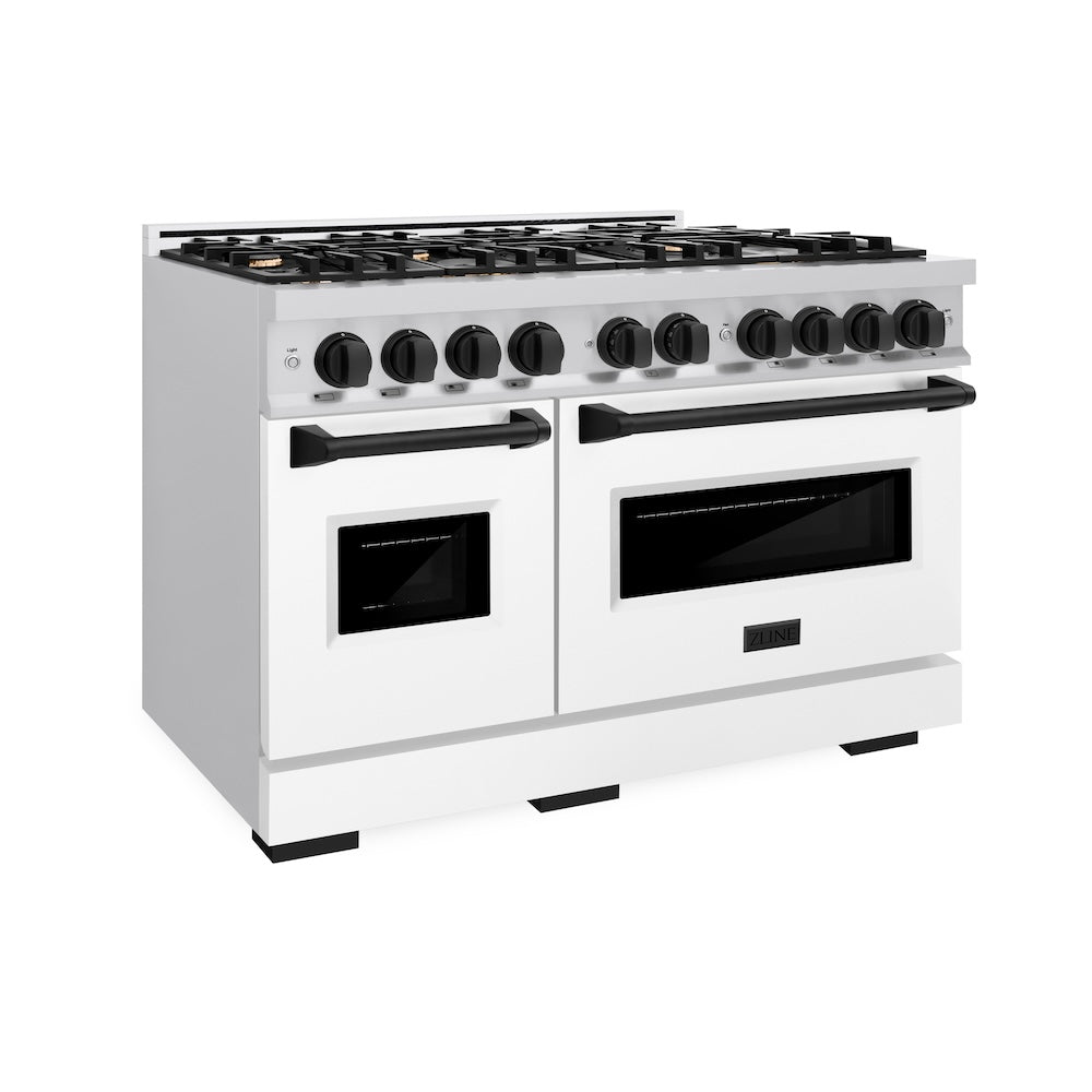 zline-autograph-edition-48-in-classic-dual-fuel-range-double-oven-8-gas-burners-6-7-cu-ft-stainless-steel-with-white-matte-doors-and-matte-black-accents-cdrz-wm-48-mb