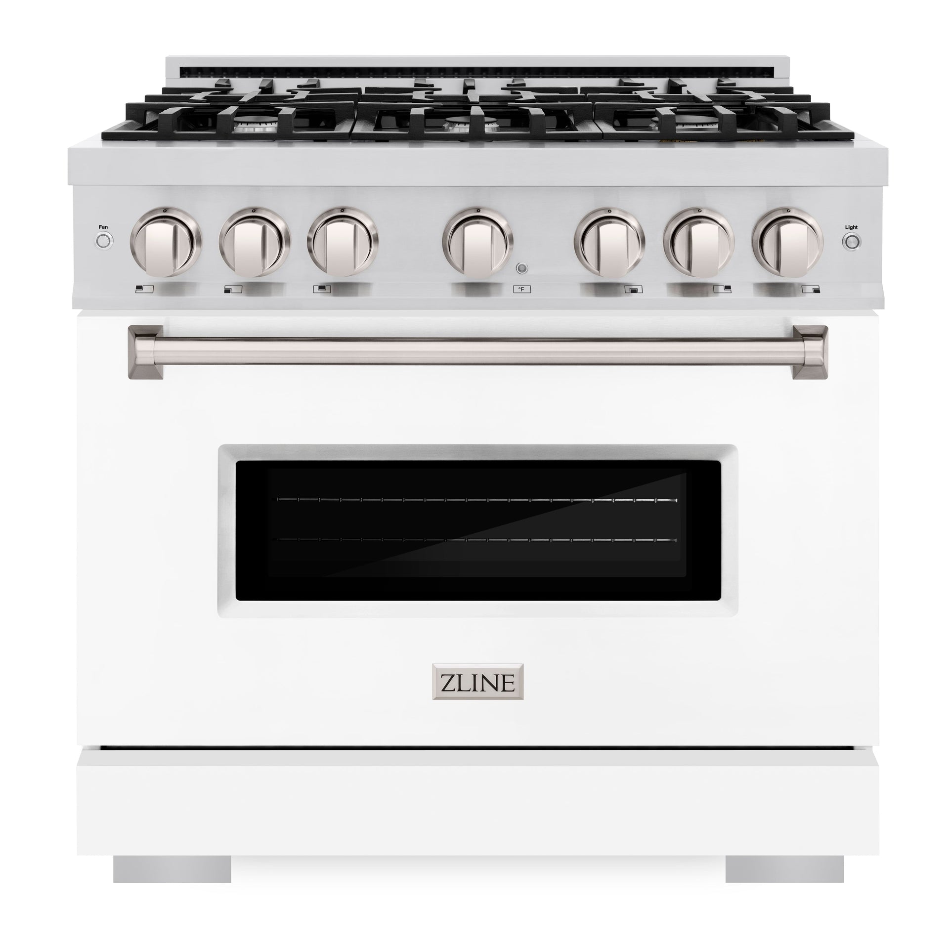 zline-36-in-classic-dual-fuel-range-5-2-cu-ft-with-6-gas-burners-and-electric-convection-oven-stainless-steel-with-white-matte-door-cdr-wm-36