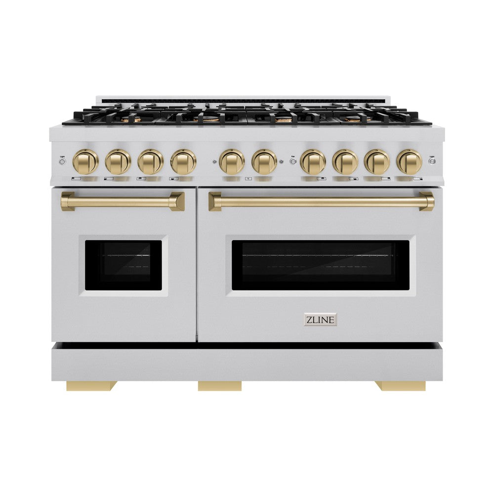 zline-48-in-gas-range-double-oven-6-7-cu-ft-8-burners-stainless-steel-with-champagne-bronze-accents-cgrz-48-cb