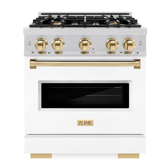zline-30-in-classic-gas-range-4-2-cu-ft-4-burner-cooktop-convection-gas-oven-stainless-steel-white-matte-door-polished-gold-accents-cgrz-wm-30-g