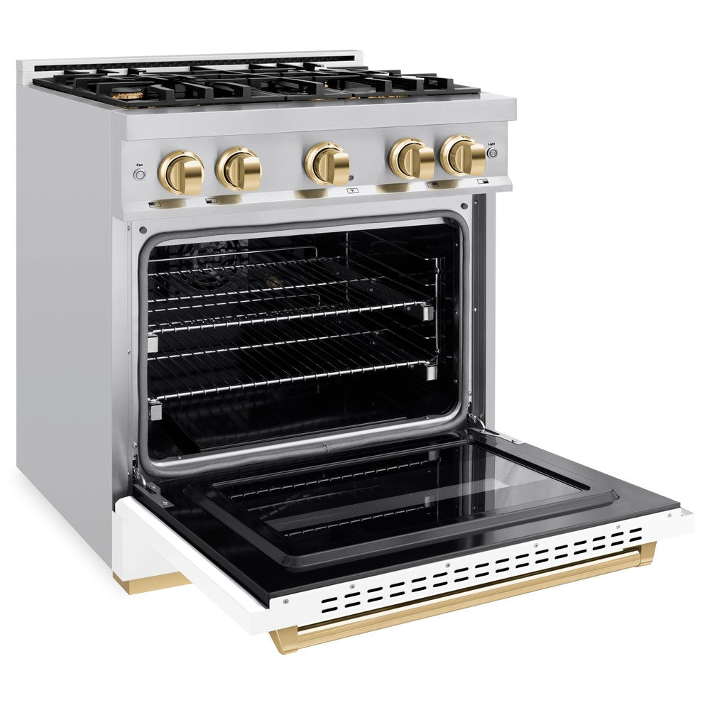 zline-30-in-classic-gas-range-4-2-cu-ft-4-burner-cooktop-convection-gas-oven-stainless-steel-white-matte-door-polished-gold-accents-cgrz-wm-30-g