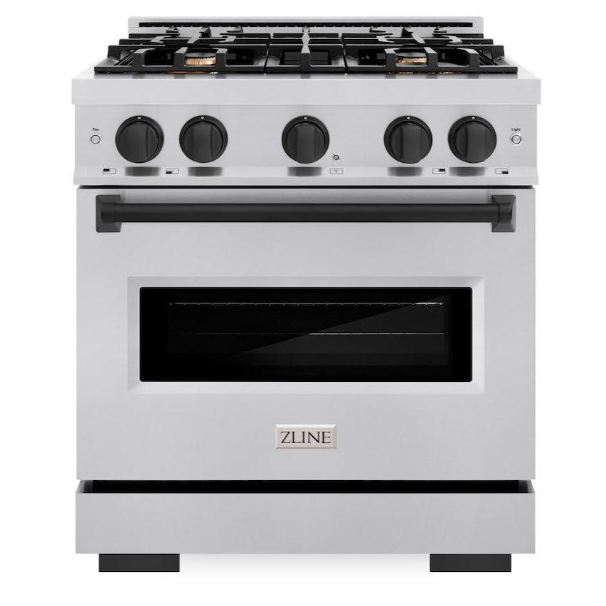 zline-30-in-gas-range-4-2-cu-ft-4-burner-stainless-steel-with-matte-black-accents-cgrz-30-mb