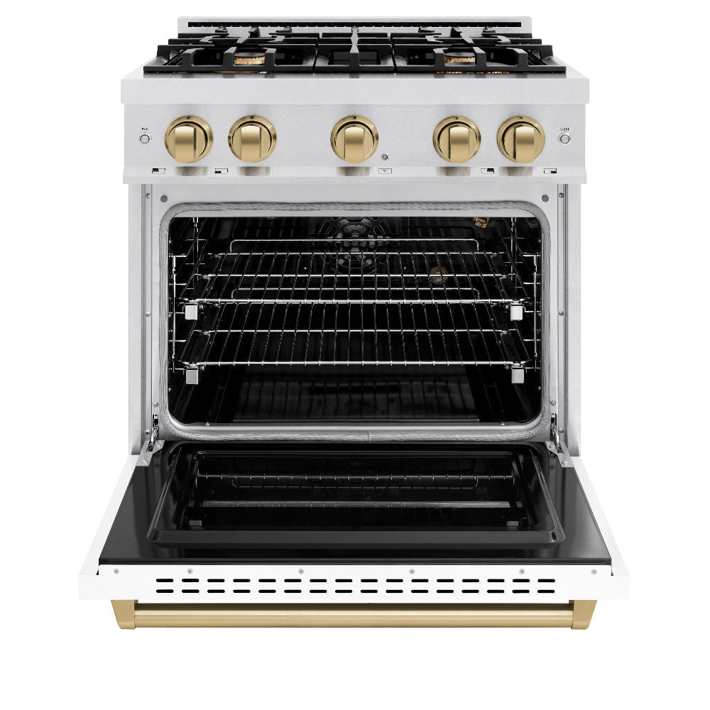 zline-autograph-edition-30-in-4-2-cu-ft-gas-range-with-4-burners-and-convection-gas-oven-in-satin-stainless-steel-with-white-matte-door-and-champagne-bronze-accents-cgrsz-wm-30-cb
