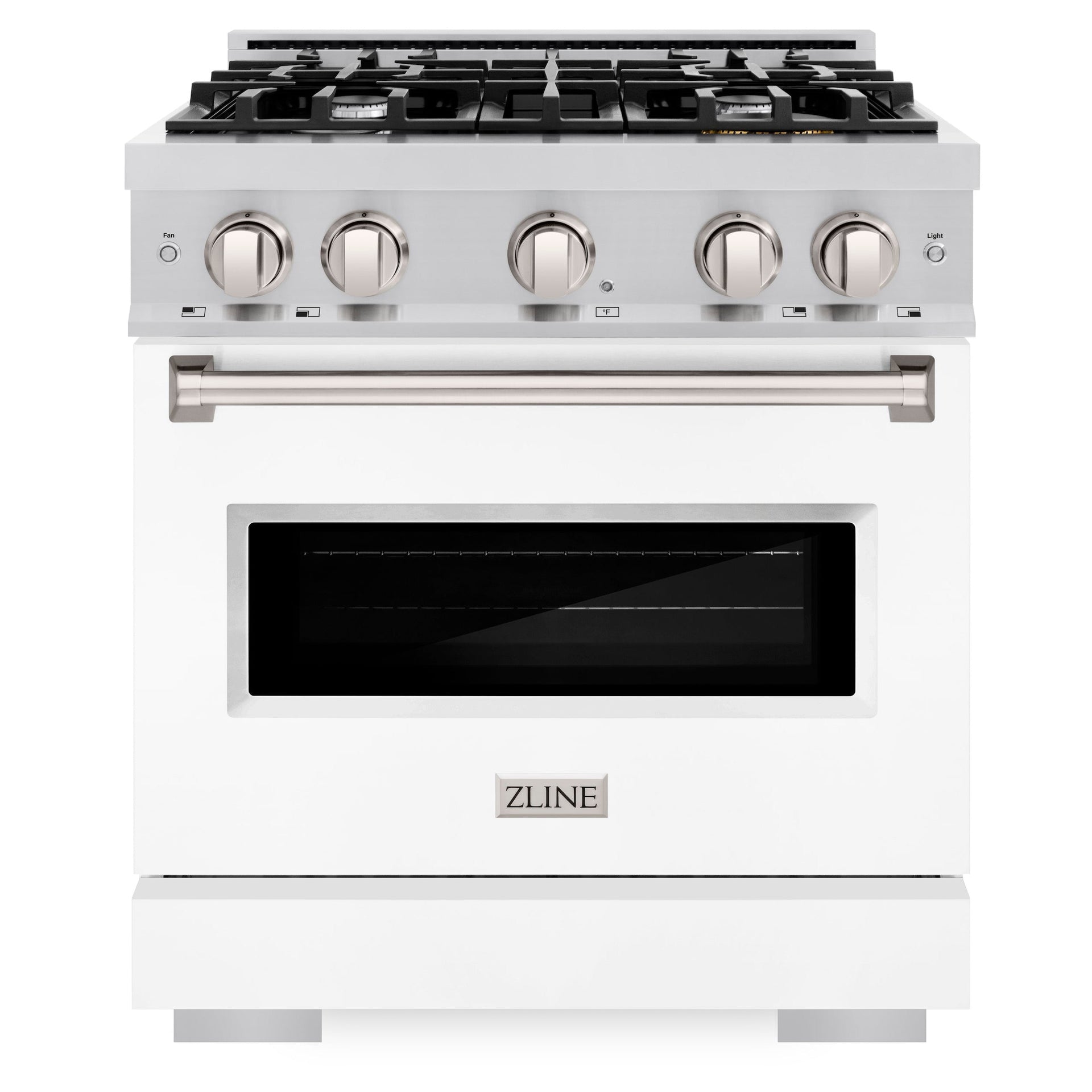 zline-30-in-classic-dual-fuel-range-with-4-gas-burners-and-electric-convection-oven-4-2-cu-ft-stainless-steel-with-white-matte-door-cdr-wm-30