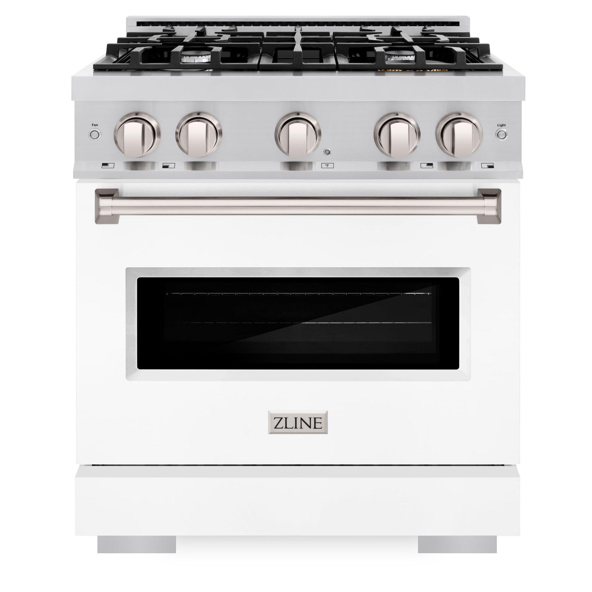 zline-30-in-gas-range-4-2-cu-ft-4-burner-cooktop-convection-oven-stainless-steel-with-white-matte-door-model-cgr-wm-30