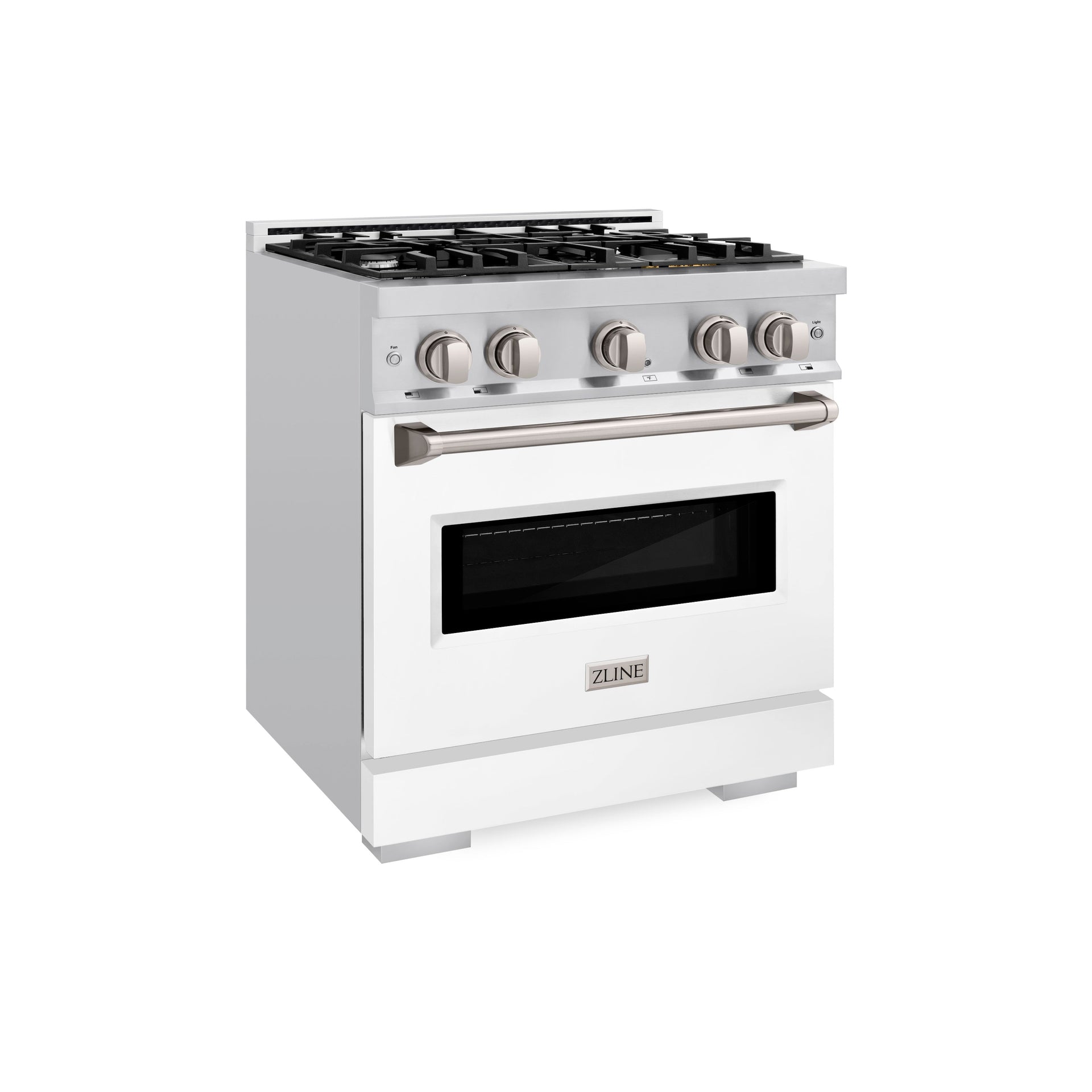 zline-30-in-gas-range-4-2-cu-ft-4-burner-cooktop-convection-oven-stainless-steel-with-white-matte-door-model-cgr-wm-30