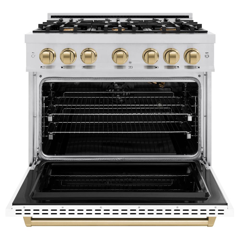 zline-36-in-gas-range-5-2-cu-ft-6-burners-stainless-steel-with-white-matte-door-and-champagne-bronze-accents-cgrz-wm-36-cb