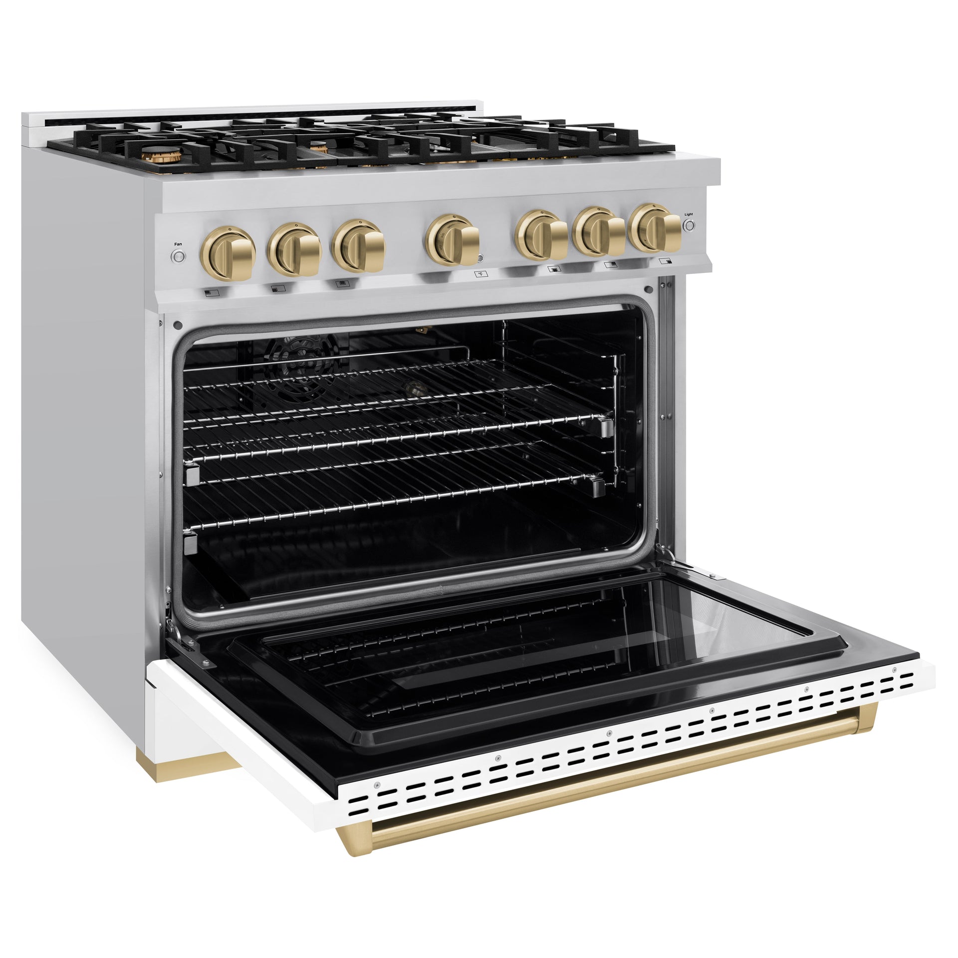 zline-36-in-gas-range-5-2-cu-ft-6-burners-stainless-steel-with-white-matte-door-and-champagne-bronze-accents-cgrz-wm-36-cb