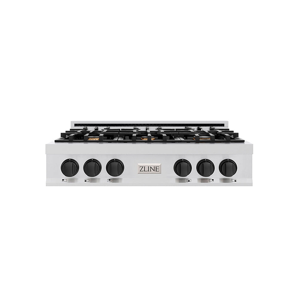 zline-autograph-edition-36-in-porcelain-rangetop-with-6-gas-burners-in-stainless-steel-and-matte-black-accents-rtz-36-mb