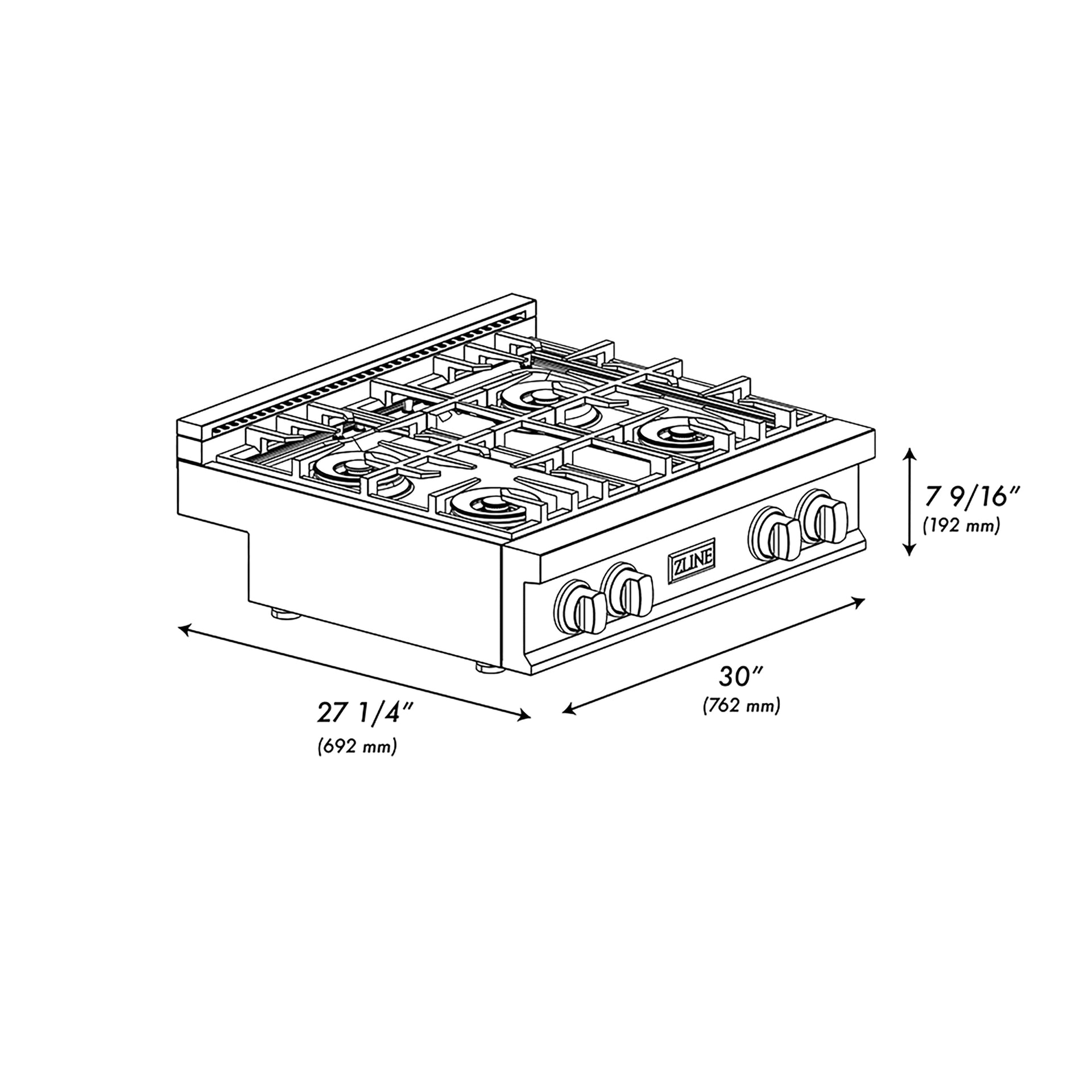 zline-30-classic-gas-rangetop-with-4-burner-duopro™-cooktop-in-stainless-steel-pcrt30