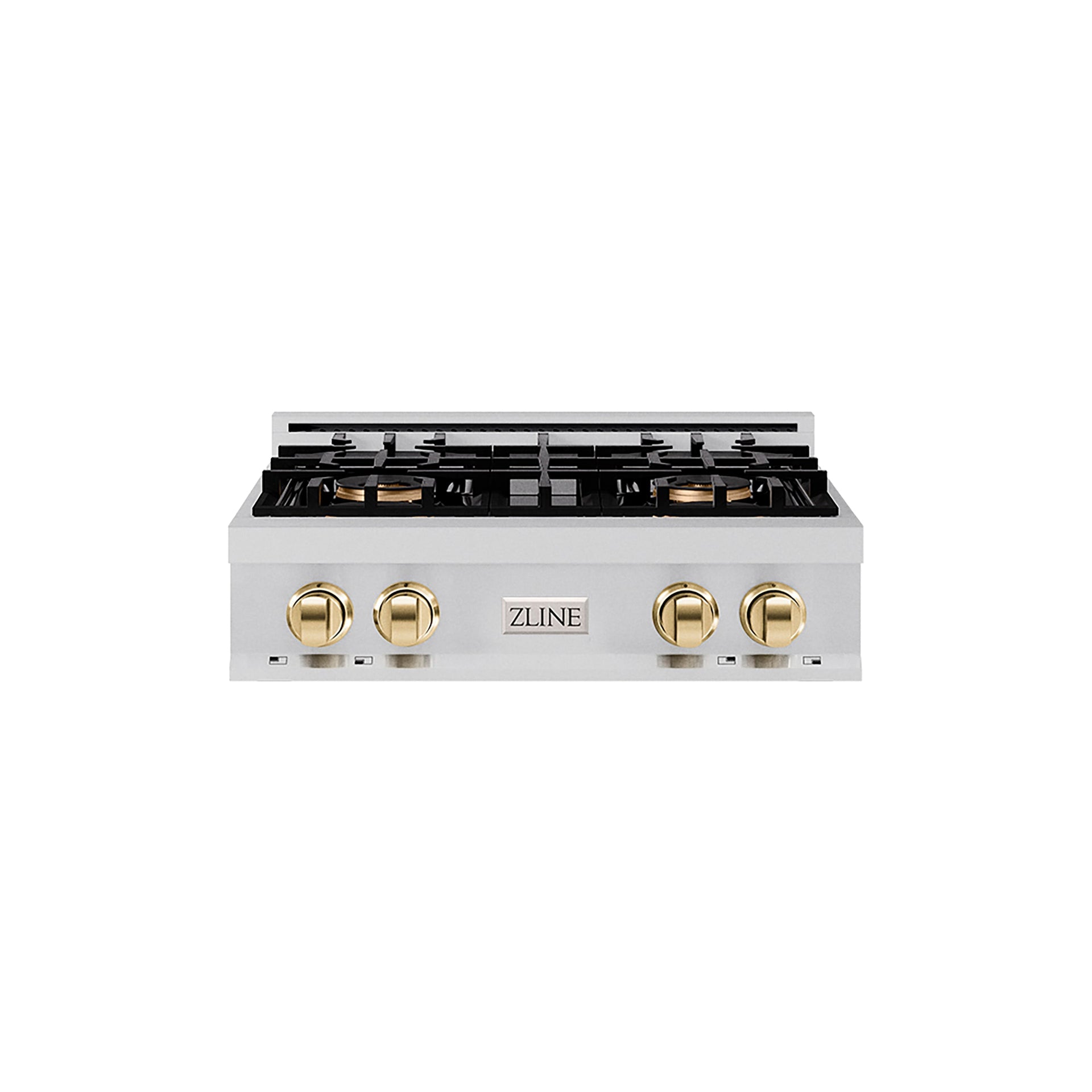 zline-autograph-edition-30-classic-gas-rangetop-with-4-burner-duopro™-cooktop-in-stainless-steel-and-polished-gold-accents-pcrtz-30-g
