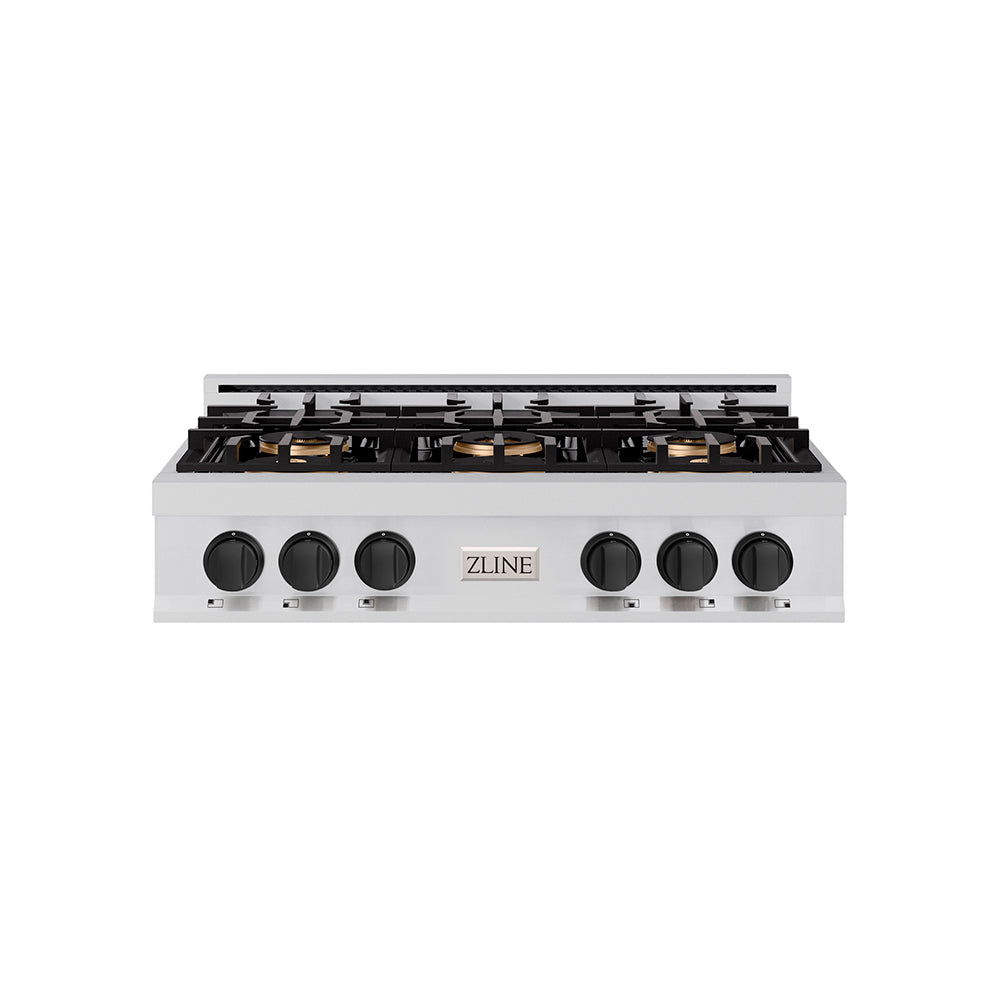 zline-autograph-36-classic-gas-rangetop-with-6-burner-duopro™-cooktop-in-stainless-steel-and-matte-black-accents-pcrtz-36-mb
