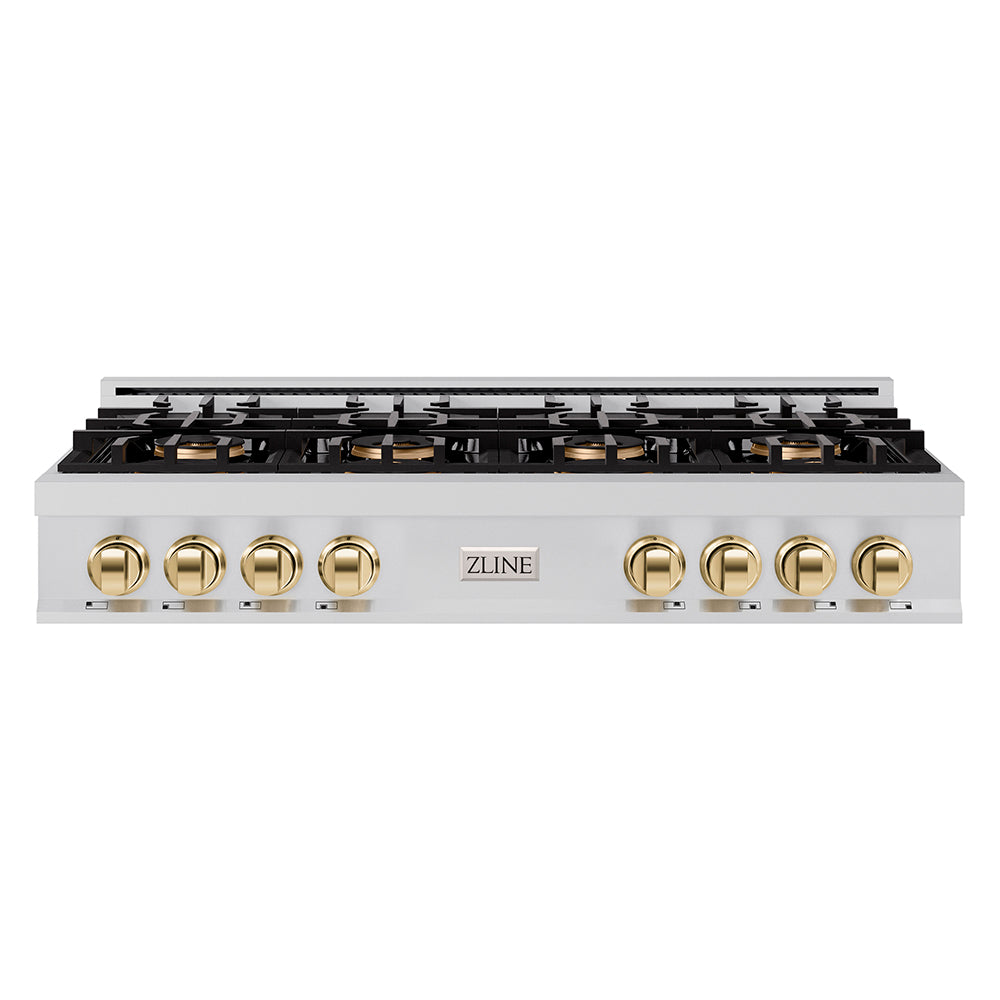 zline-autograph-48-classic-gas-rangetop-with-8-burner-duopro™-cooktop-in-stainless-steel-and-polished-gold-accents-pcrtz-48-g